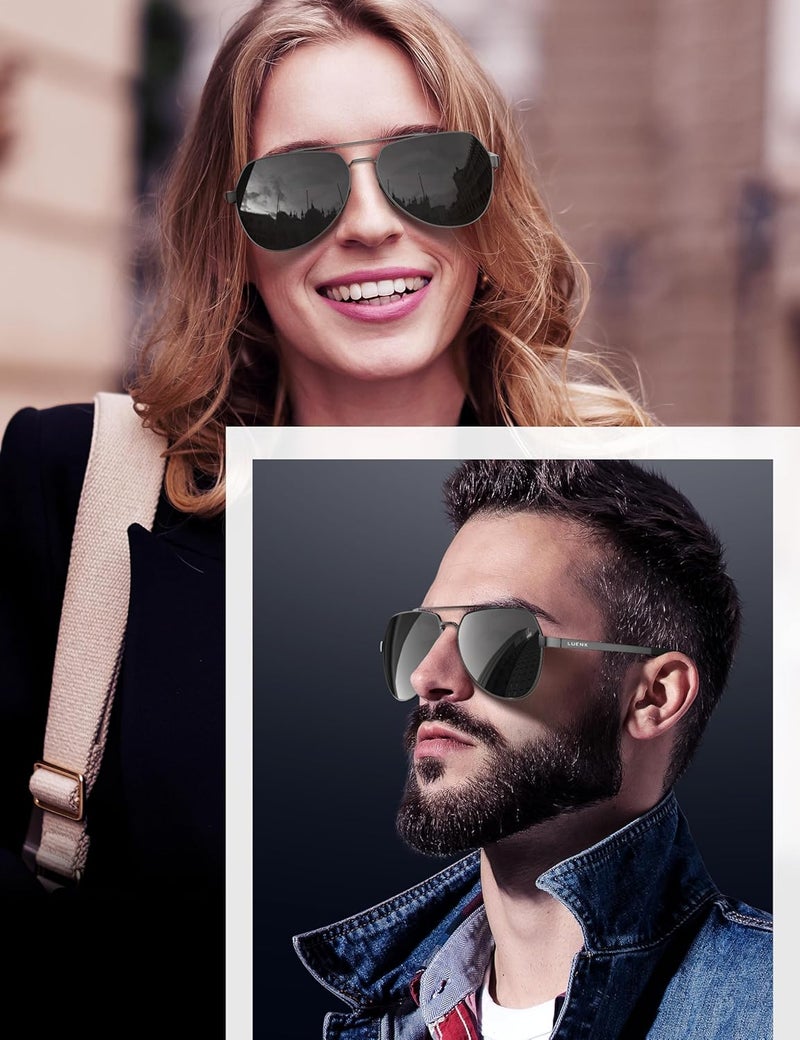 LUENX Aviator Sunglasses for Men Women Polarized New Shades Large Metal Frame - UV 400 Protection - Image 2